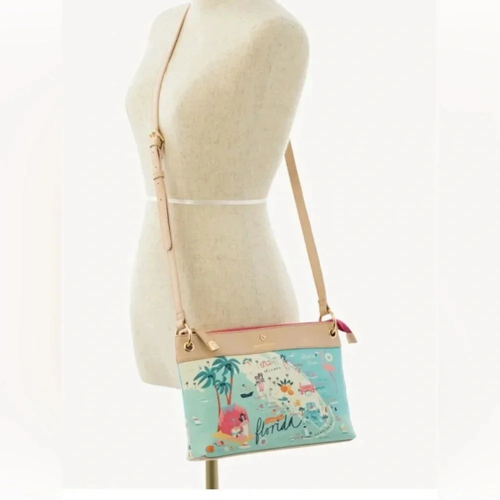 Spartina 449 textured costed vinyl faux leather crossbody handbag